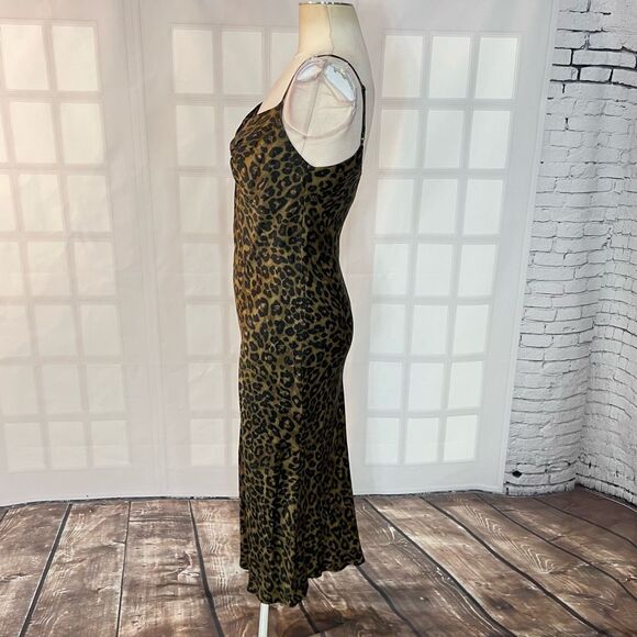 Zara green and black leopard print satin midi slip dress size XS - Picture 7 of 11